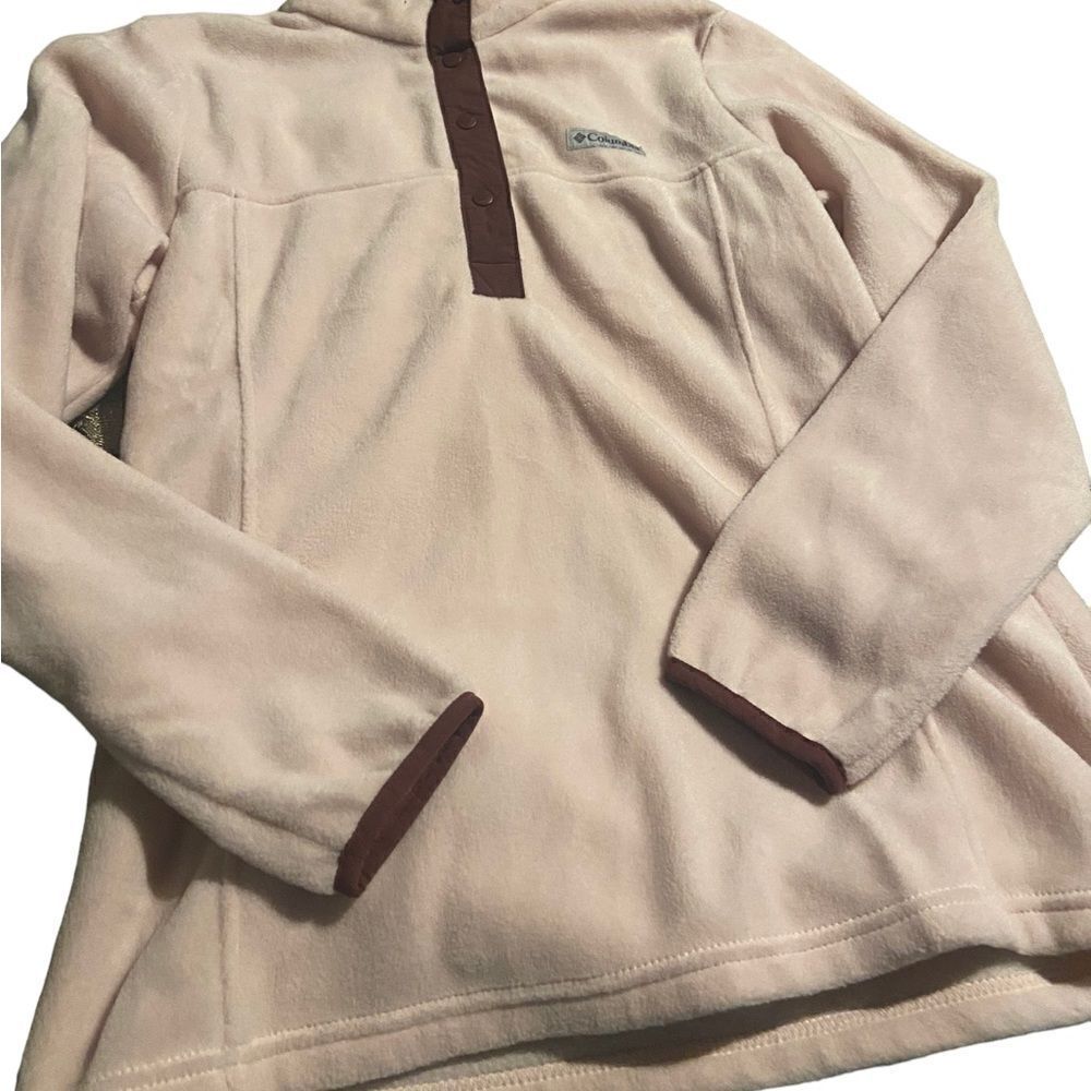 Columbia super soft fleece pullover perfect never worn size med pink & burgundy